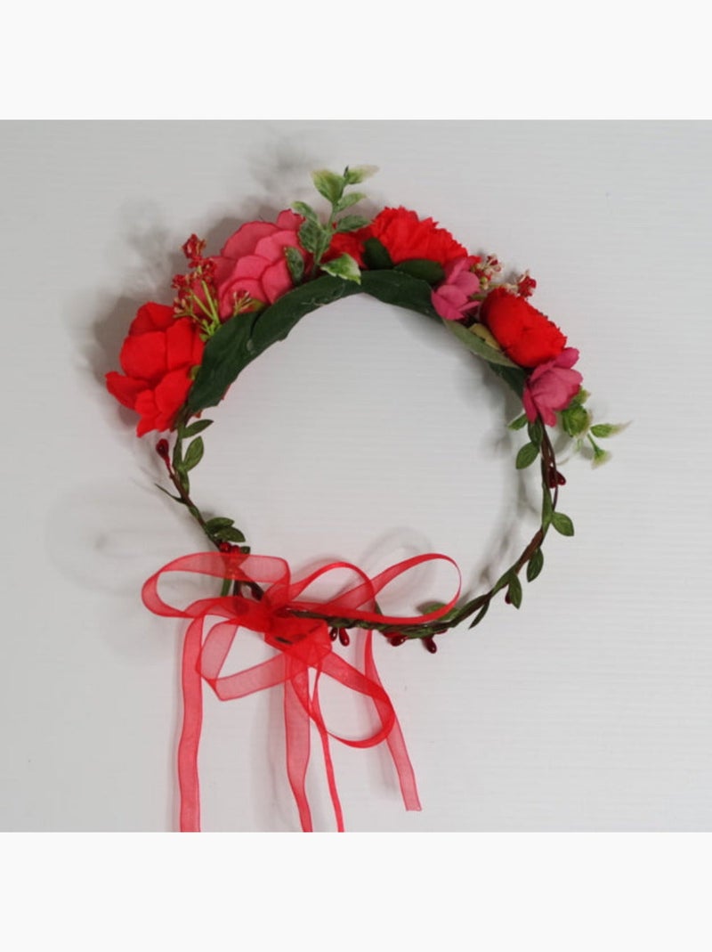 Chapeau couronne de fleurs serre tête Rouge - Kiabi