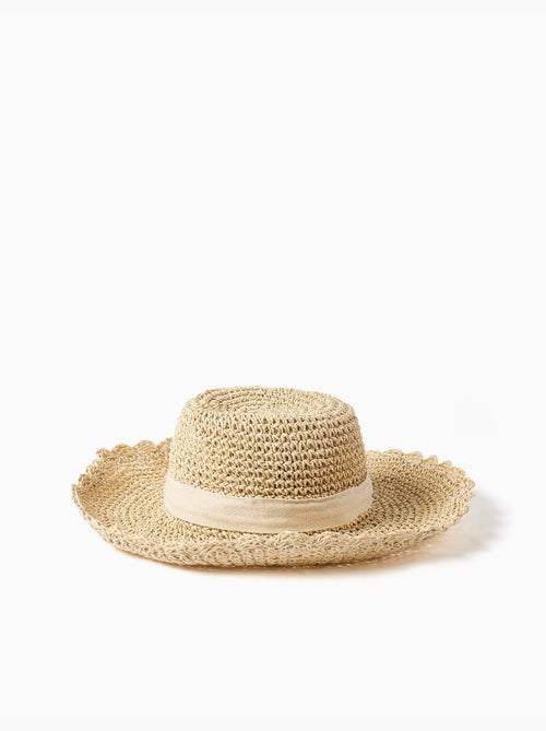 Chapeau de paille avec nœud décoratif - Kiabi