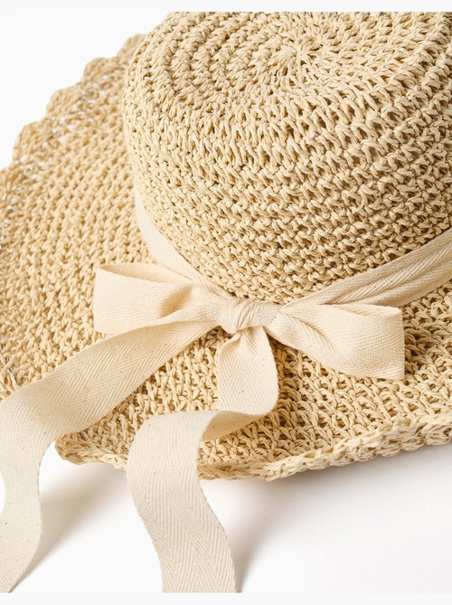 Chapeau de paille avec nœud décoratif - Kiabi