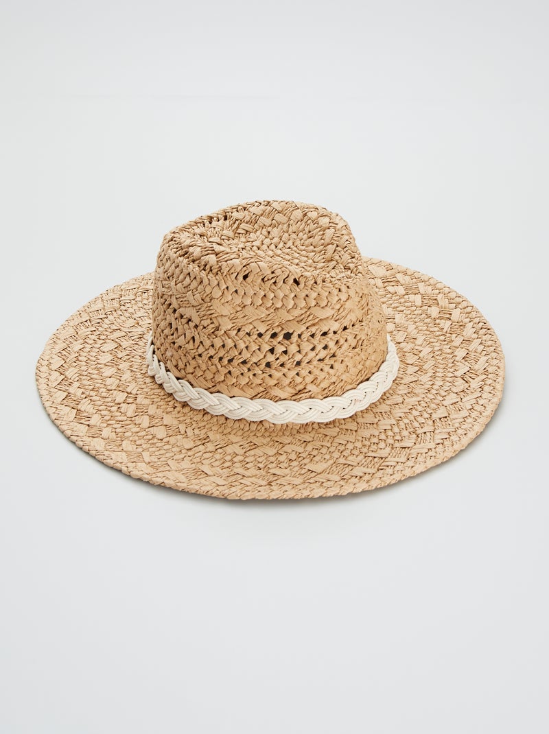 Chapeau de paille beige - Kiabi