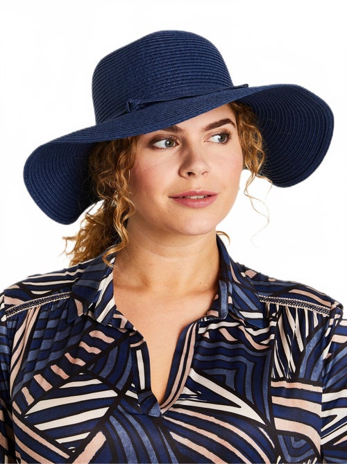 Chapeau de paille bleu marine - Kiabi