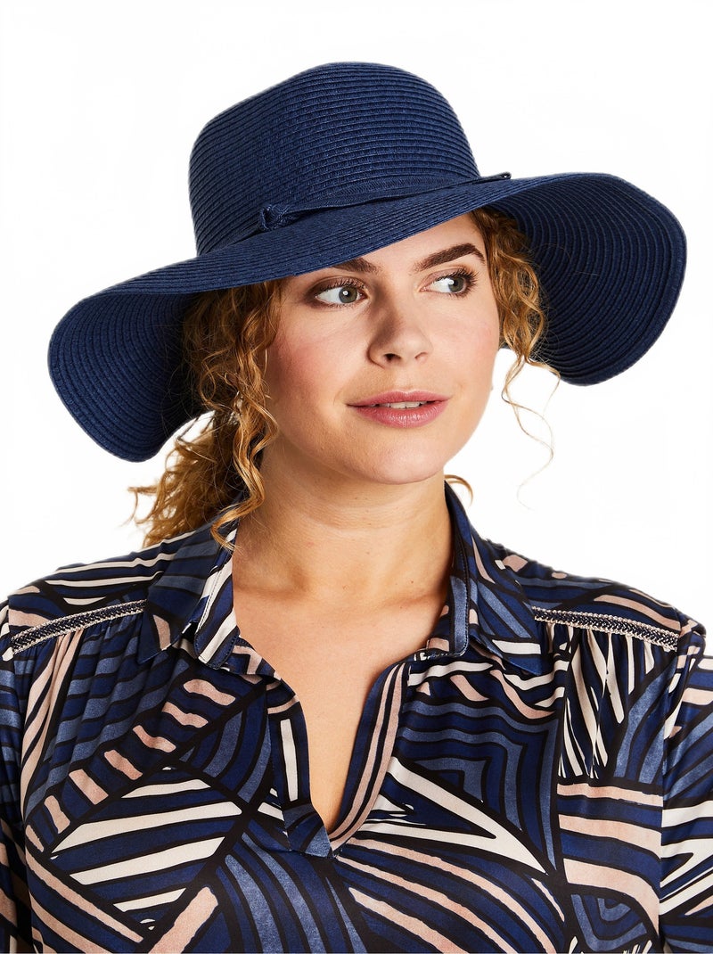 Chapeau de paille bleu marine Bleu marine - Kiabi