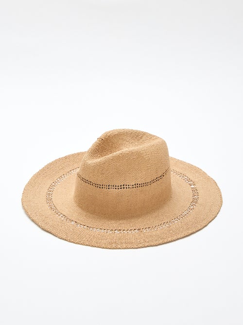 Chapeau de paille forme Borsalino - Kiabi