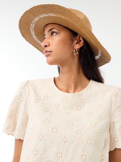 Chapeau de paille forme Borsalino - Kiabi