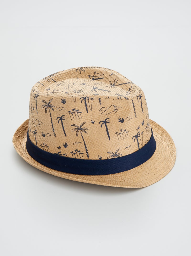 Chapeau de paille imprimé 'tropical' Beige - Kiabi