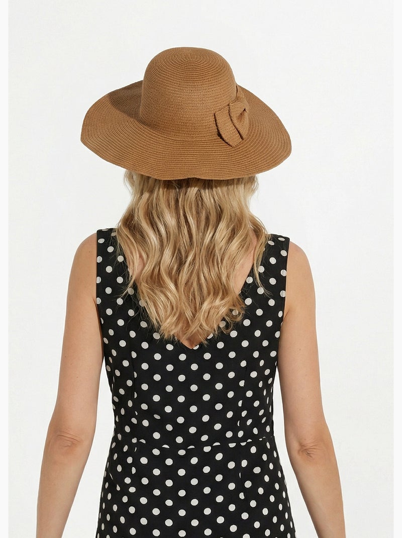 Chapeau de paille noeud fantaisie - Afibel Beige - Kiabi