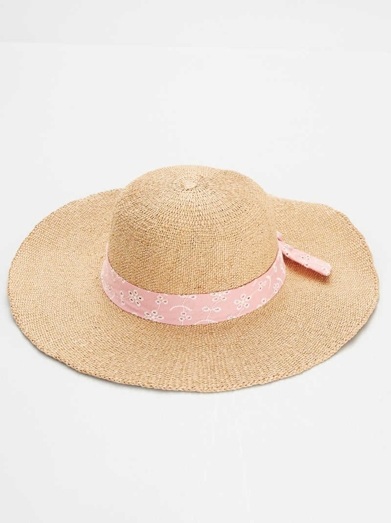 Chapeau de paille Rose - Kiabi