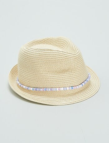 Chapeau Disquette Fille Taille 1 An - Marque Cach Cach - Jean Et Fraise - Occasion Bon état