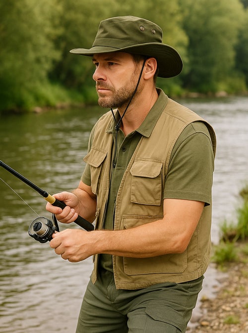 Chapeau de pêche et chasse avec cordon réglable - Kiabi Chapeau de pêche et chasse avec cordon réglable - Kiabi