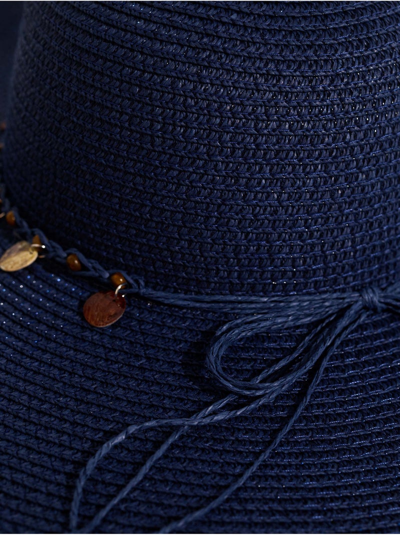 Chapeau de soleil large à perles Pamela Bleu - Kiabi