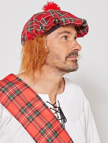 Chapeau écossais avec faux cheveux