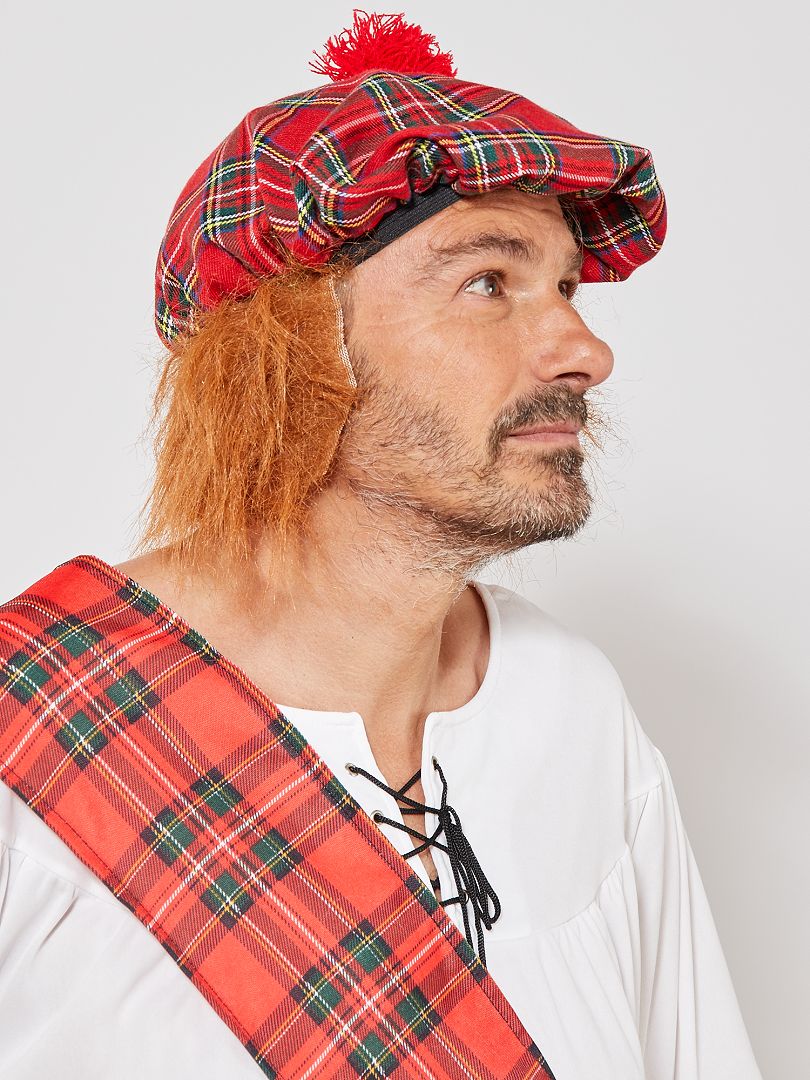 Chapeau écossais avec faux cheveux rouge - Kiabi
