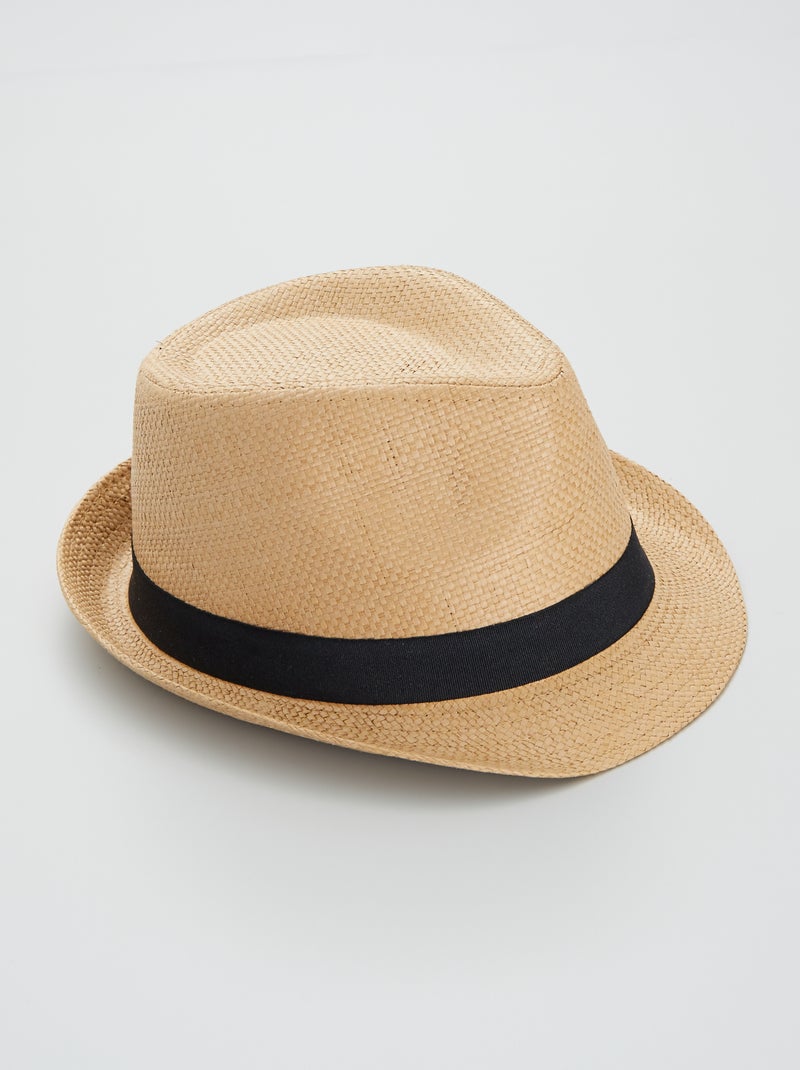 Chapeau en paille beige - Kiabi