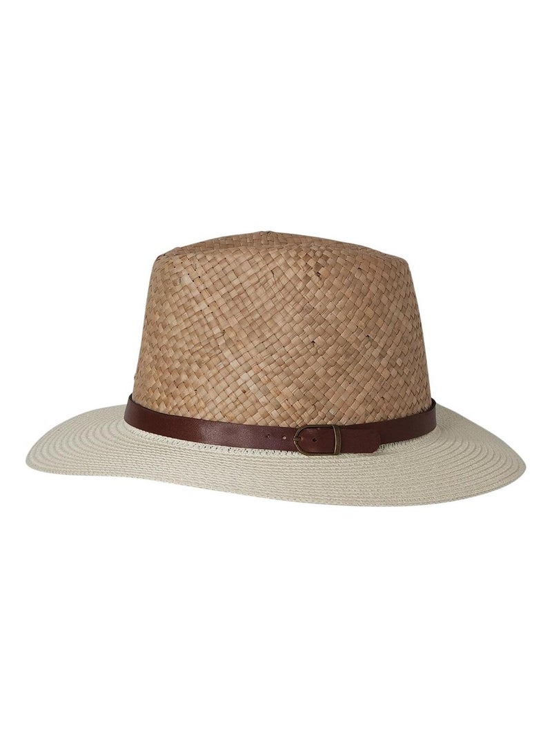 Chapeau fédora bi matiére Beige - Kiabi