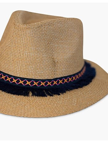 Chapeau fedora effet paille Kebello