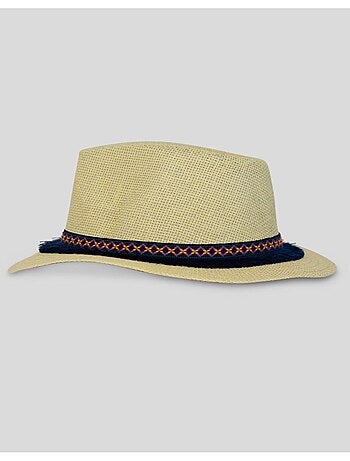 Chapeau fedora effet paille Kebello