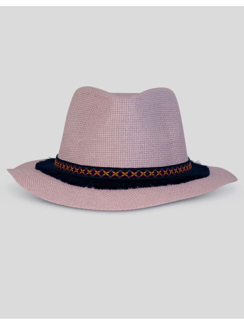 Chapeau fedora effet paille Kebello Rose - Kiabi