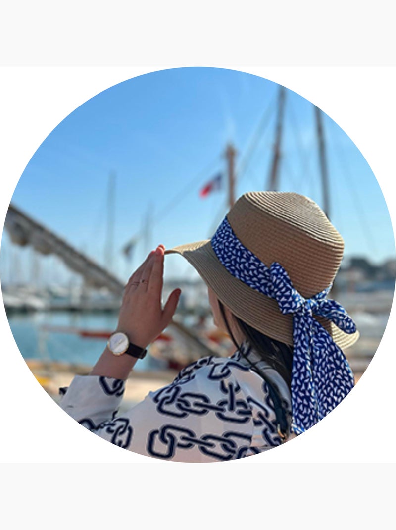 Chapeau foulard décoratif, ajustable tour de tête femme Bleu Blanc - Kiabi