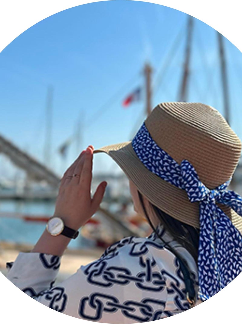 Chapeau Foulard décoratif, ajustable tour de tête femme Isotoner Bleu Blanc - Kiabi