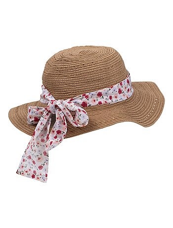 Chapeau 100% papier de paille claire, ajustable à l'intérieur 52 à 58 cm femme Isotoner