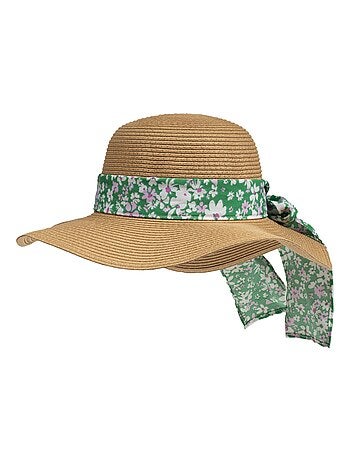 Chapeau 100% papier de paille claire, ajustable à l'intérieur 52 à 58 cm femme Isotoner