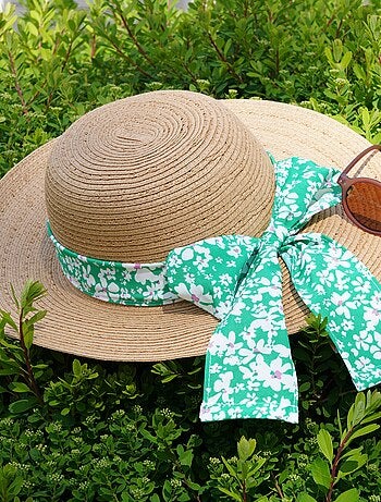 Chapeau 100% papier de paille claire, ajustable à l'intérieur 52 à 58 cm femme Isotoner