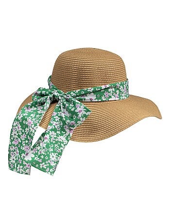 Chapeau 100% papier de paille claire, ajustable à l'intérieur 52 à 58 cm femme Isotoner