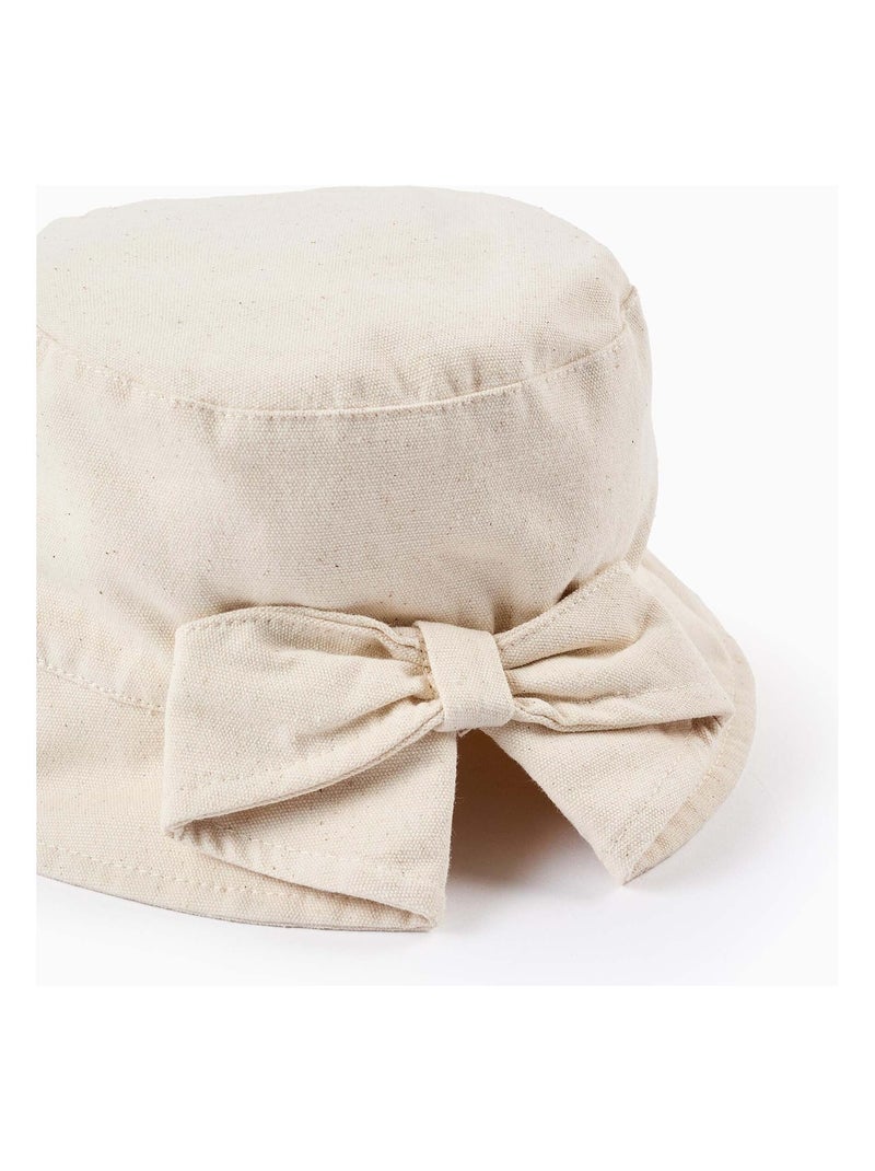 Chapeau Imitation Lin avec Noeud Beige - Kiabi