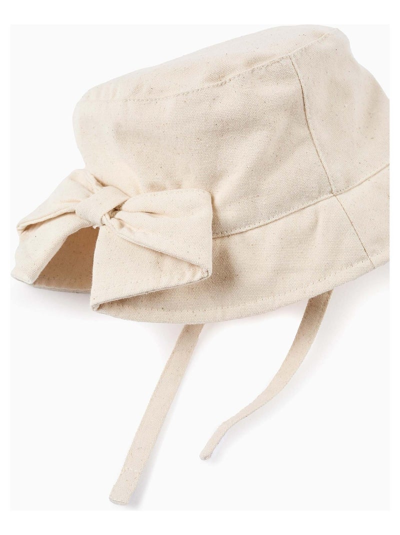 Chapeau Imitation Lin avec Noeud Beige - Kiabi