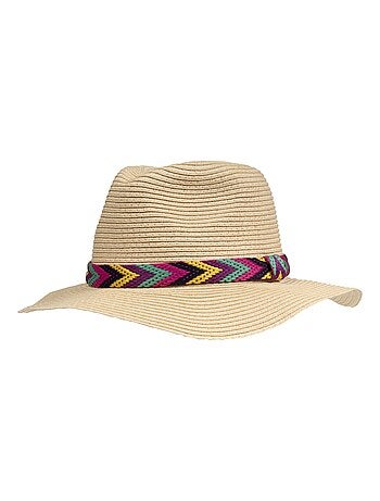 Chapeau 100% papier de paille claire, ajustable à l'intérieur 52 à 58 cm femme Isotoner