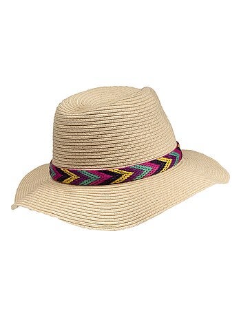 Chapeau 100% papier de paille claire, ajustable à l'intérieur 52 à 58 cm femme Isotoner