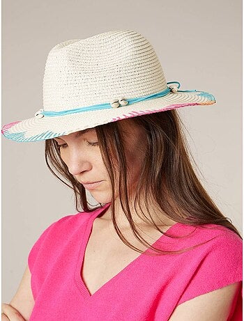 Chapeau multicolore femme tressé en 100% papier
'Deeluxe'