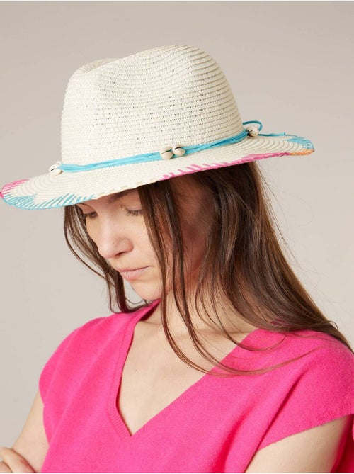 Chapeau multicolore femme tressé en 100% papier
 'Deeluxe' - Kiabi