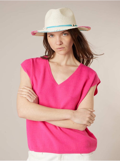 Chapeau multicolore femme tressé en 100% papier
 'Deeluxe' - Kiabi