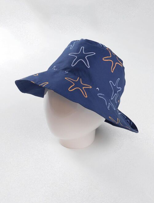 Chapeau réversible à imprimé étoile de mer, marine/orange - Archimède - Kiabi