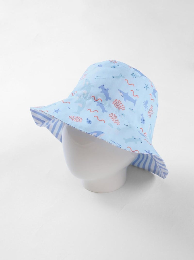 Chapeau réversible à imprimés animalier, Archimède Bleu - Kiabi