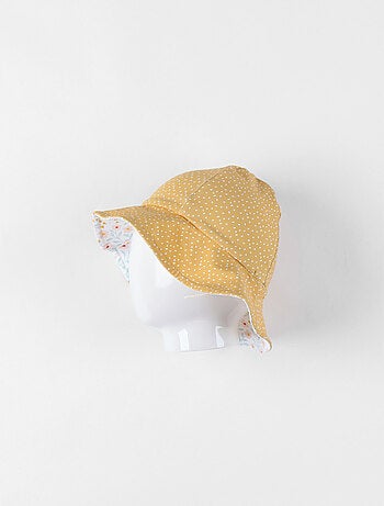 Chapeau réversible à imprimés fleuri, bleu/jaune Noukie's