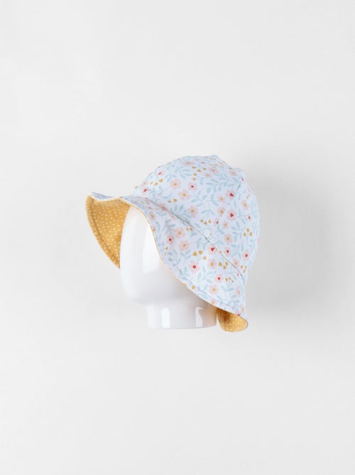 Chapeau réversible à imprimés fleuri, bleu/jaune Noukie's - Kiabi