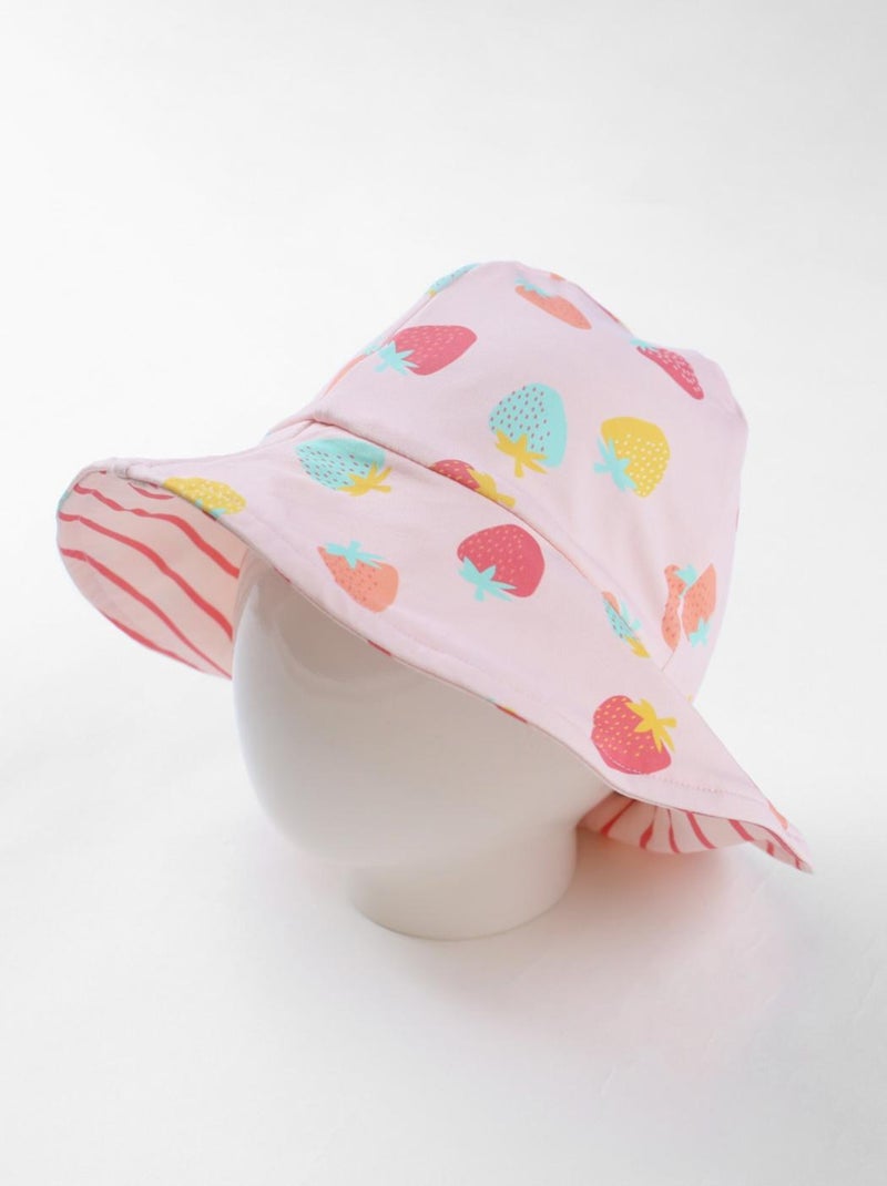 Chapeau réversible à imprimés fraises, clair Archimède Rose - Kiabi