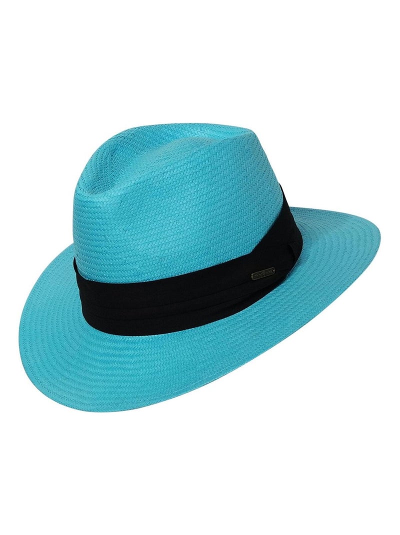 Chapeau style panama WILL Bleu turquoise - Kiabi