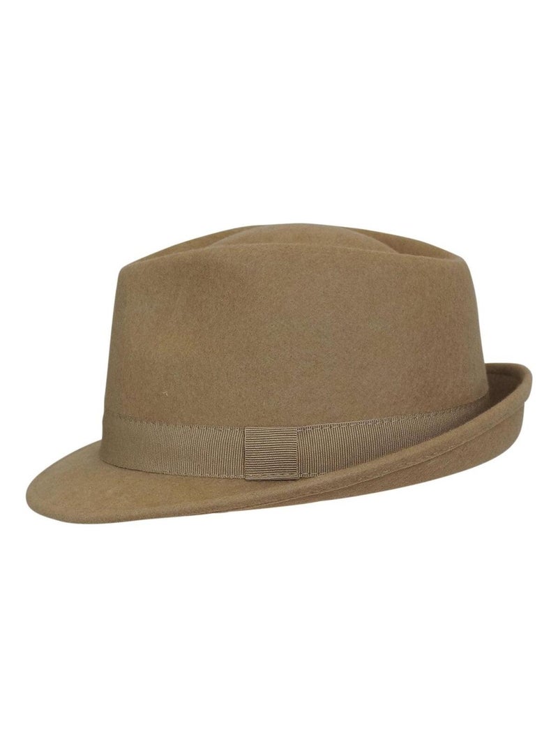 Chapeau Trilby Homme Laine SAPPORO Italien – Feutre 100% Laine – Automne Hiver Camel - Kiabi