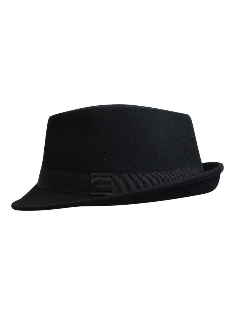 Chapeau Trilby Homme Laine SAPPORO Italien – Feutre 100% Laine – Automne Hiver Noir - Kiabi
