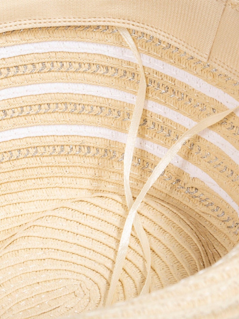 Chapeau trilby rayé femme Isotoner Blanc Beige - Kiabi