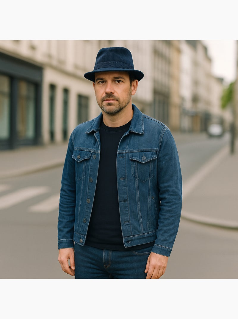 Chapeau trilby velours PAUL Bleu marine - Kiabi
