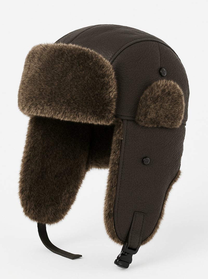 Chapka Aviateur Futrzane - Chapeau Bombardier Femme Cuir Fausse Fourrure Chaude & Élégante