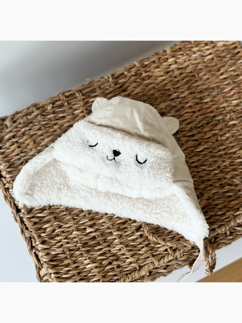 Chapka bébé en velours côtelé Gribouille Ecru - Kiabi