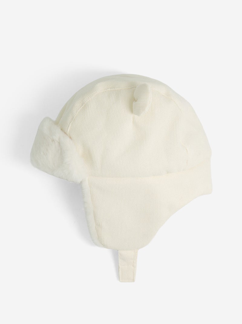 Chapka doublée avec oreilles fantaisies sur le dessus Beige - Kiabi