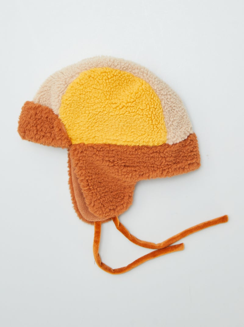Chapka effet moutonné color-block Marron - Kiabi