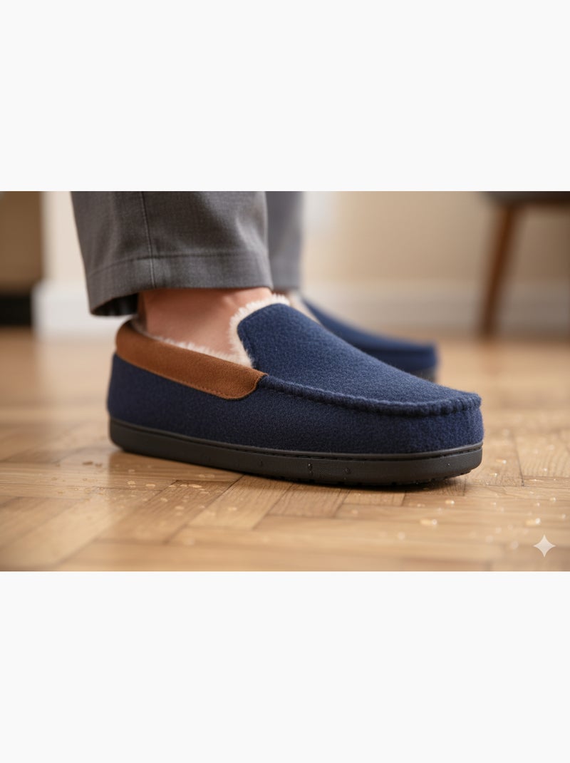 Charentaise fourrée homme Pantoufle PREMIUM MU9733 Bleu marine - Kiabi