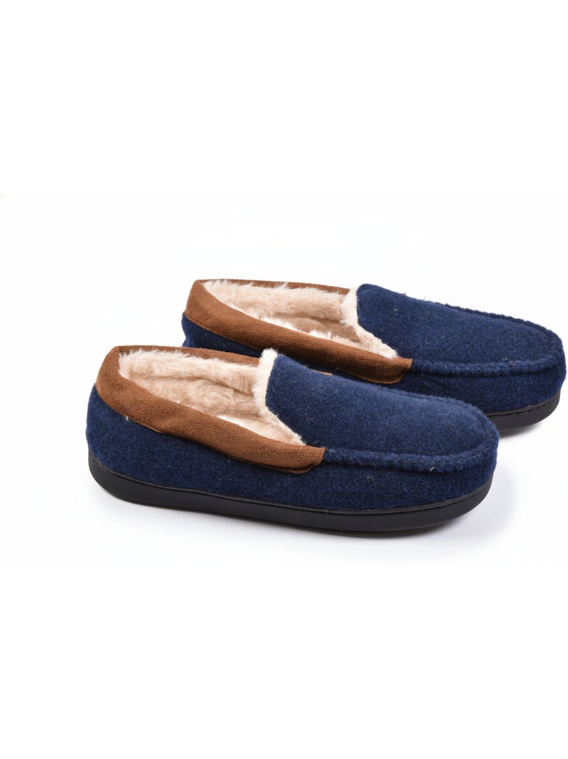 Charentaise fourrée homme Pantoufle PREMIUM MU9733 Bleu marine - Kiabi